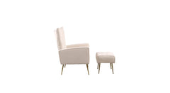 Beige Danney Accent Chair With Ottoman - All India Decor