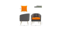 Grey & Orange Lamb Accent Chair - All India Decor