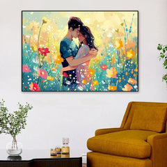 Beautiful Romance Of Lovers On Valentine's Day In Nature Outdoors Wall Paintings & Arts - All India Decor