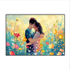 Beautiful Romance Of Lovers On Valentine's Day In Nature Outdoors Wall Paintings & Arts - All India Decor