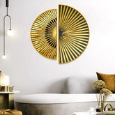Semi Circle Gold Sun Abstract Art Geometry Canvas Wall Framed Wall Art - All India Decor