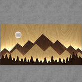 Layred Mountain Pallat Woood Art with Backlit Wood Wall Décor / Night Light, Walnut or Oak Finish - All India Decor