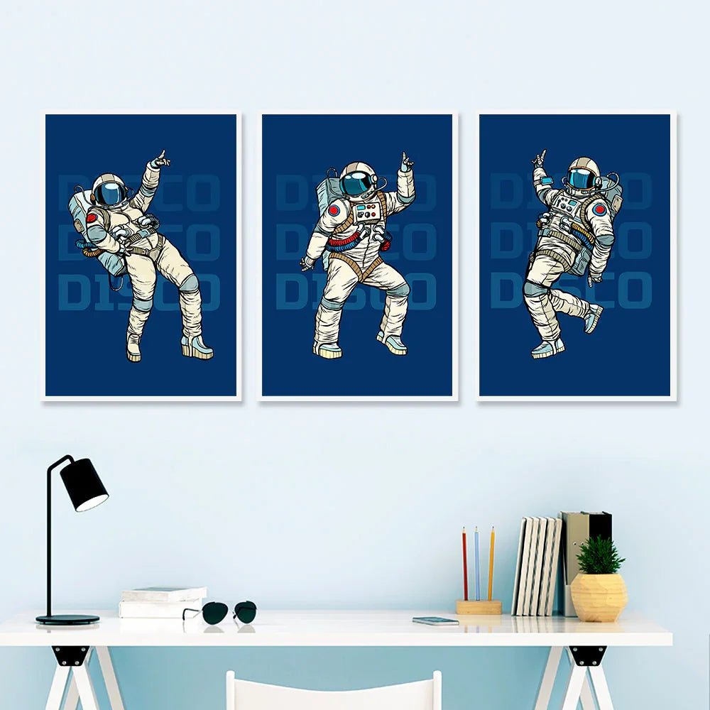 Free From Boundaries - The Space Disco Dancer Wall Frame Set of 3 - All India Decor