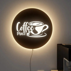 Circular Backlit Kitchen Wall Decor for Coffee Lovers - All India Decor