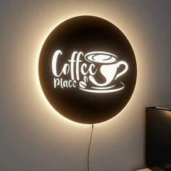 Circular Backlit Kitchen Wall Decor for Coffee Lovers - All India Decor