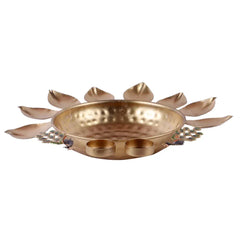 Metal Set of 3 Peacock Urli Bowl Tealight Holder - All India Decor