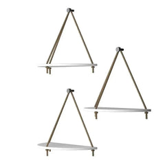 Wooden Wall Hanging Curved Shape Planter Shelf with Rope (White) - All India Decor