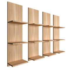 Classic Vertical Oak Finish Planter Wall Shelves Set Of 4 - All India Decor