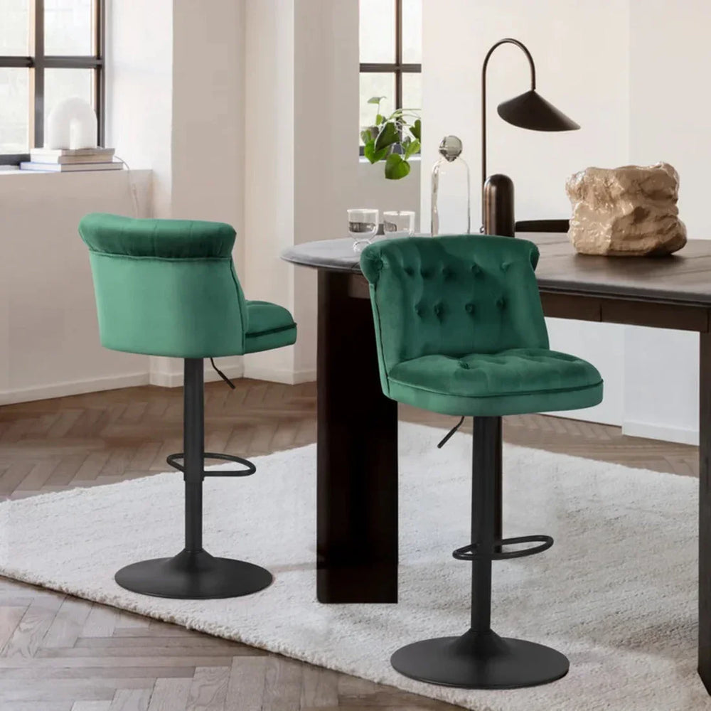 Green Color Cellan Swiel Adjustable Bar Stool - All India Decor