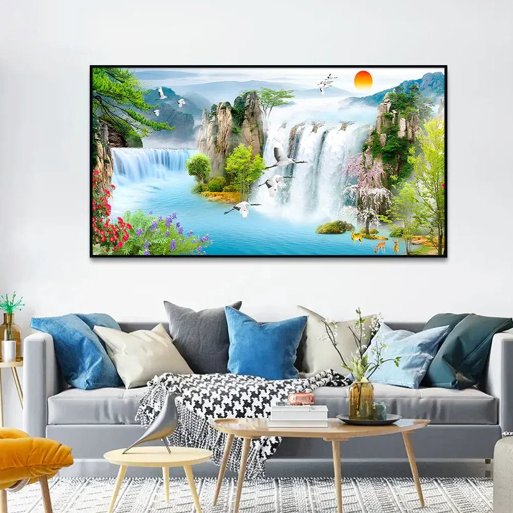 Stunning Waterfall Nature Scenery of Colorful Canvas Wall Paintings & Arts - All India Decor