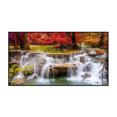 Gorgeous Autumn Forest Waterfall Canvas Wall Paintings & Arts - All India Decor
