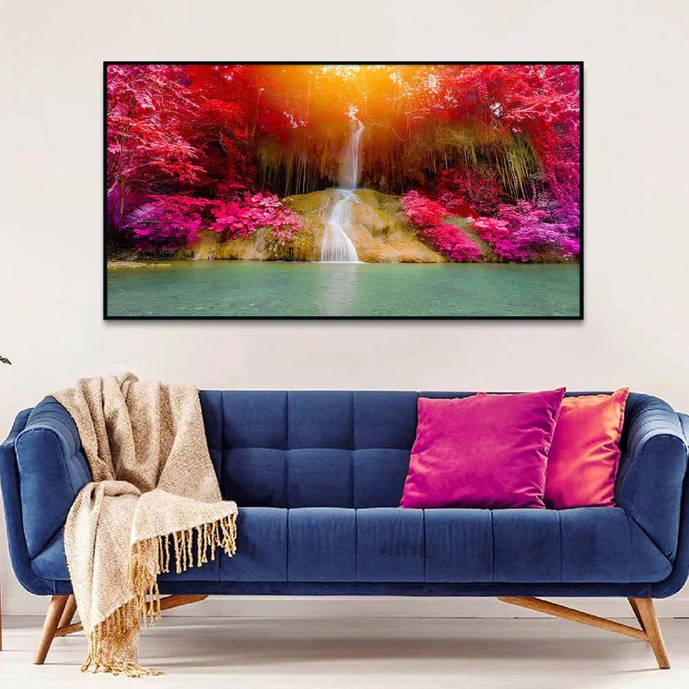 Ethereal Waterfall Nature Scenery of Colorful Canvas Wall Paintings & Arts - All India Decor