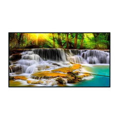 Beautiful Waterfall Stream In Green Trees Forest Background Nature Canvas Wall Paintings & Arts - All India Decor