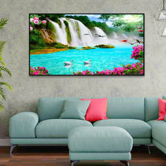 Beautiful Vastu Waterfall Landscape Nature Scenery Wall Paintings & Arts - All India Decor
