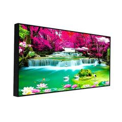 Beautiful Modern Art, Abstract Swan Waterfall Lotus Canvas Paintings & Arts - All India Decor