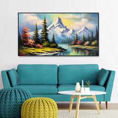 Nature Theme Beautiful Mountain Lake Wall Paintings & Arts - All India Decor