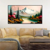 Panoramic Mountain with Lake Canvas Printed Wall Paintings & Arts - All India Decor