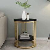Black & Golden Simple Modern Bedside Cabinet Small Round Table - All India Decor