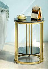 Black & Golden Simple Modern Bedside Cabinet Small Round Table - All India Decor