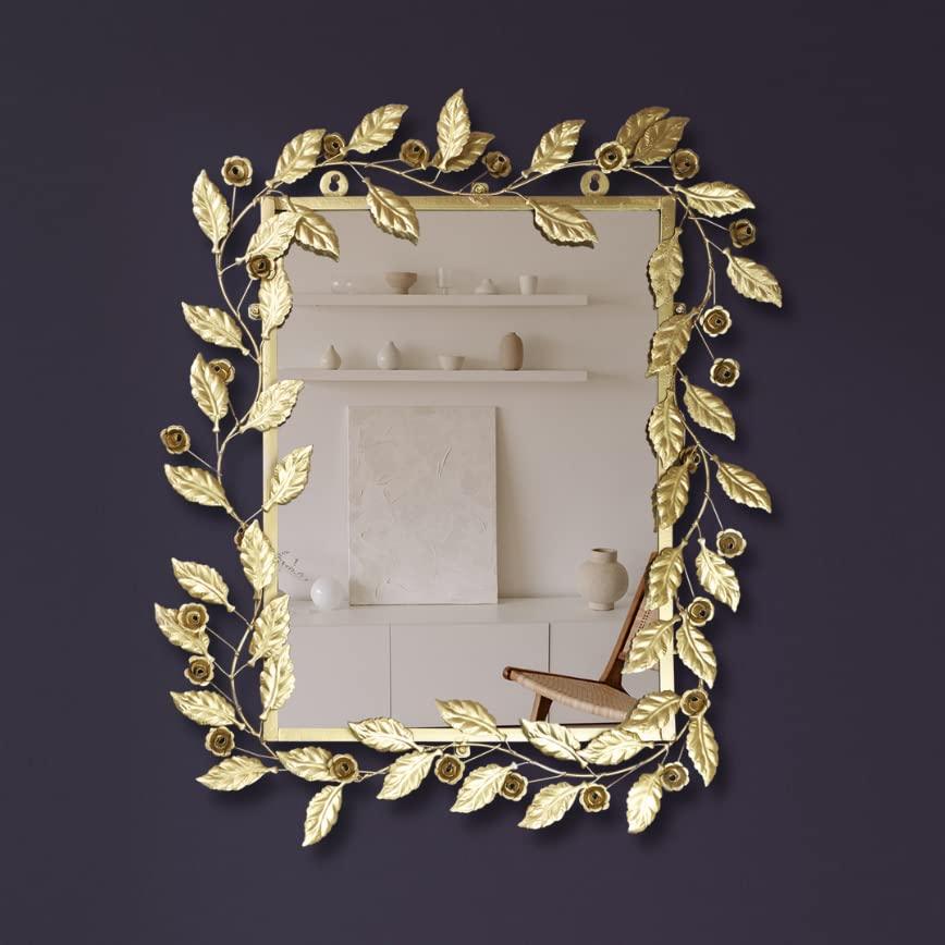 Beautiful Leaf Rectangular Wall Mirror - All India Decor