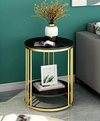 Black & Golden Simple Modern Bedside Cabinet Small Round Table - All India Decor