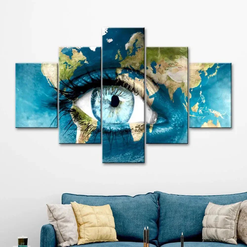 Beautiful Earth Eyes 5 Pieces Canvas Print Wall Painting - All India Decor
