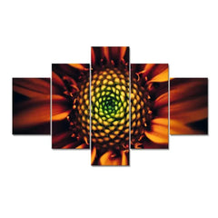 Beautiful Macro Shot Sunflower 5 Pieces Canvas Print Wall Painting - All India Decor