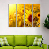 Sunflower Garden Wall Painting 4 Pieces Canvas Printed Painting - All India Decor