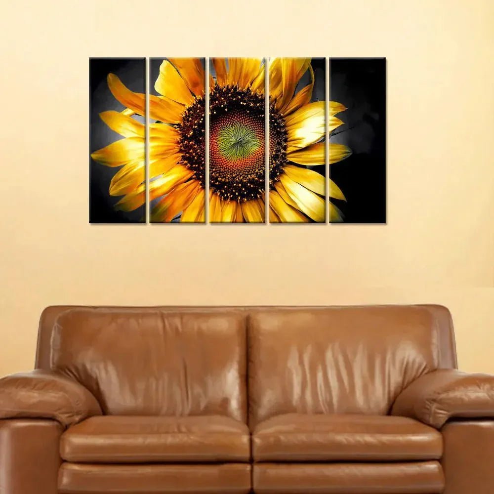 Beautiful Sunflower Painting Canvas Printed 5 Pieces Wall Hanging - All India Decor