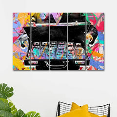 Lucky Briefcase Filled by Dollars Modern Art 5 Pieces Canvas Print Wall Painting - All India Decor