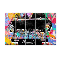 Lucky Briefcase Filled by Dollars Modern Art 5 Pieces Canvas Print Wall Painting - All India Decor