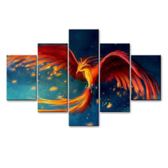 Amazing Phoenix Art 5 Pieces Canvas Print Wall Painting - All India Decor