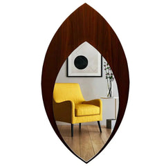Beautiful Leaf Design Decorative Wooden Wall Mirror - All India Decor