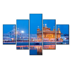 Golden Temple Wooden Framed 5 Pieces Canvas Wall Painting - All India Decor