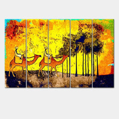 Two Riding Camels 4 Pieces Wall Painting - All India Decor