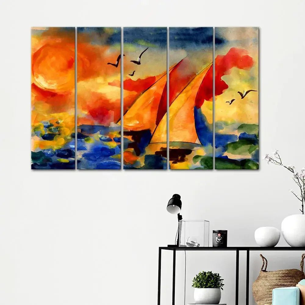 Sailing Ship 4 Pieces Wall Painting - All India Decor