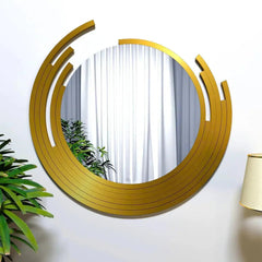 Asymmetric Golden Finish Wall Mirror - All India Decor