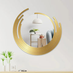 Asymmetric Golden Finish Wall Mirror - All India Decor
