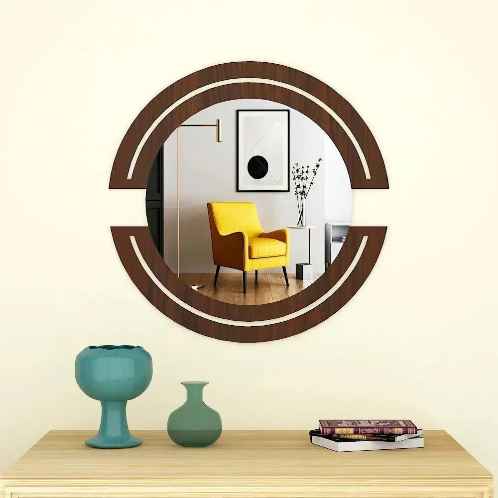 Beautiful Designer Vanity Mirror With Walnut Finish - All India Decor