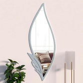 Slender Leaf Vanity Mirror with Metallic Silver Finish Frame - All India Decor