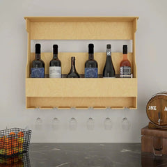 High - Quality Backlit Bar Wall Shelf / Book Shelf in Light Oak Finish - All India Decor