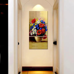 Beautiful Flower Wash Wall Painting Wooden Framed 3 Pieces Canvas Painting - All India Decor