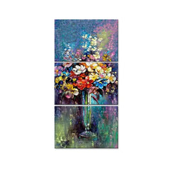 Beautiful Flower Wash Wall Painting Wooden Framed 3 Pieces Canvas Painting - All India Decor