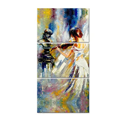 Girl Playing Violin Wall Painting Wooden Framed 3 Pieces Canvas Painting - All India Decor