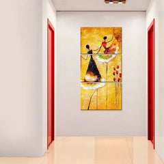 Ballerina Ballet Dancer Wall Painting Wooden Framed 3 Pieces Canvas Painting - All India Decor