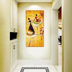 Ballerina Ballet Dancer Wall Painting Wooden Framed 3 Pieces Canvas Painting - All India Decor