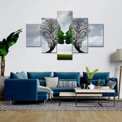 Tree of love Painting Wooden Framed 5 Pieces Canvas Wall Painting - All India Decor