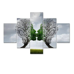 Tree of love Painting Wooden Framed 5 Pieces Canvas Wall Painting - All India Decor