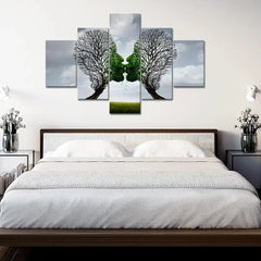 Tree of love Painting Wooden Framed 5 Pieces Canvas Wall Painting - All India Decor