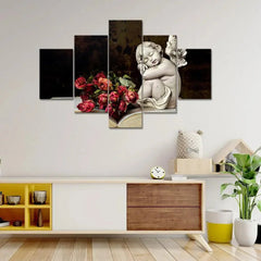Love Angel Painting Wooden Framed 5 Pieces Canvas Wall Painting - All India Decor